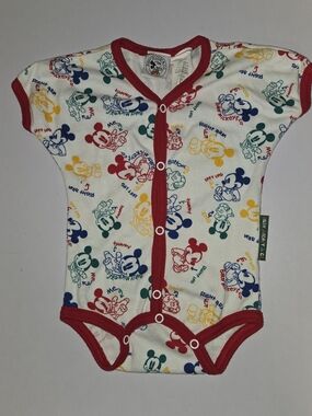 Vintage 90s Baby Mickey & Co. All-Over Print Bodysuit - Size 6/9M